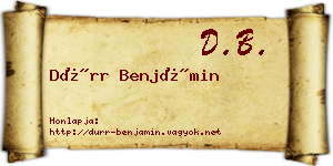 Dürr Benjámin névjegykártya