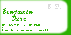 benjamin durr business card